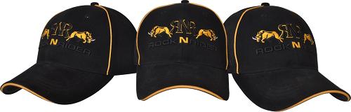 Click to enlarge - DS157 CUSTOM MADE FLEX FIT BASEBALL CAP with SANDWICK PEAK &amp; PIPING - BLACK/GOLD